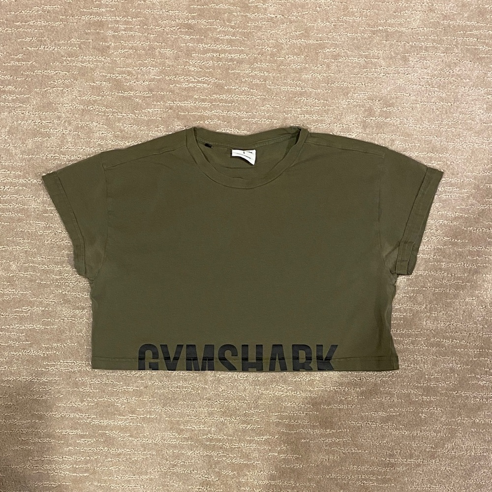 Gymshark Khaki Green Logo Crop Top